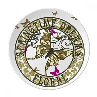 Imagem de Prato de mola de borboleta circular decorativo de porcelana salver louça de jantar