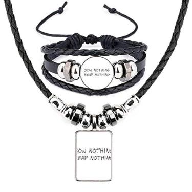 Imagem de Conjunto de joias de pulseira de couro com citação Sow Nothing Reap Nothing