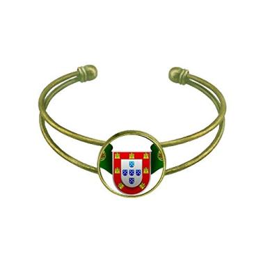 Imagem de Bracelete com emblema nacional de Portugal com símbolo do país, joia retrô de punho aberto
