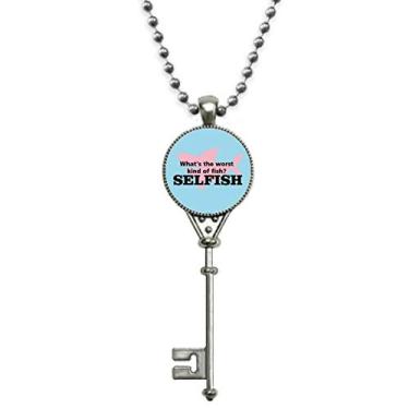 Imagem de OFFbb-USA Colar vintage de prata com pingente de selfish da pergunta humor ruim