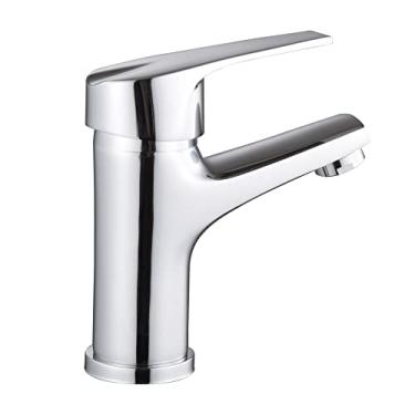 Imagem de Torneira Lavatório Cromada Monocomando Torneira Cozinha Misturadora Água Quente e Fria Cromada Acessórios de Banheiro,T1