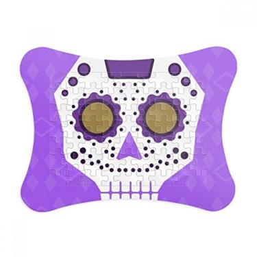 Imagem de Moldura de quebra-cabeça em forma de flor com olhos roxos e cultura de caveira, arte de quebra-cabeça