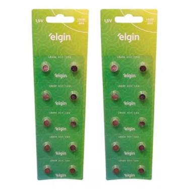 Imagem de 20 Baterias Alcalina Lr626 1,5v Elgin Botão 2 Cartela C/10un