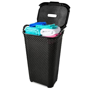 Imagem de Cesto Rattan Tampa Basculada Com Alça 50 Litros Arqplast