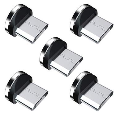 Imagem de Ankndo Adaptador magnético para cabo de telefone [pacote com 5] Cabeças de ponta de conector magnético giratório de 360° para dispositivo micro USB Android