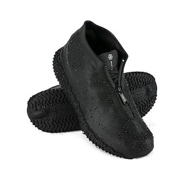 Imagem de Zbyoujer Capas de sapato de chuva à prova d'água, galochas de silicone com zíper galochas antiderrapantes para homens e mulheres (P (crianças 3-5 anos), preto) (P (crianças 3-5 anos), preto)