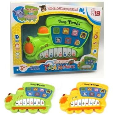 Imagem de TRENZINHO musical infantil com luz e som animais telefone piano didatico educativo interativo brinquedo ESTIMULA APRENDIZADO SENTIDOS BEBES BANDINHA 15 TECLAS 26cm (VERDE)