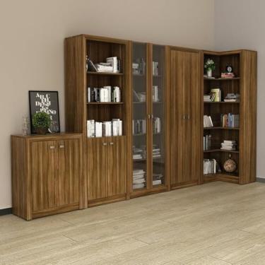Imagem de Kit 5 Armários Multiuso de Escritório Nogal