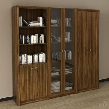 Imagem de Kit 3 Armários Multiuso de Escritório com 6 Portas Nogal