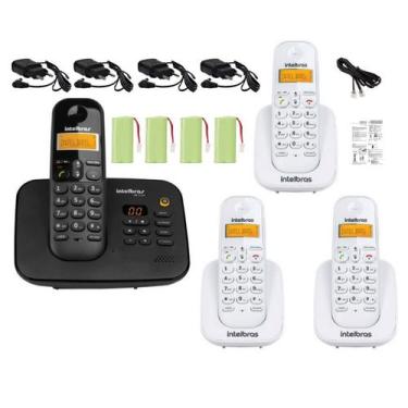 Imagem de Kit Telefone Fixo sem fio Com Secretaria Eletronica 3 Ramal - Intelbra