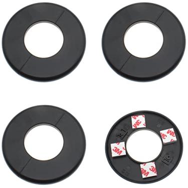 Imagem de OZXNO ID 5.1 cm ABS Wall Split Flange 4 Pcs Split Decorativo Escudo Autoadesivo Montado na Parede Acessórios de Cobertura de Tubo de Água (Preto)