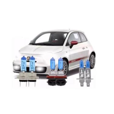 Imagem de Farol Fiat 500 Mexicano Kit Lâmpada Super Branca H7 H1 H11 - Blue lion