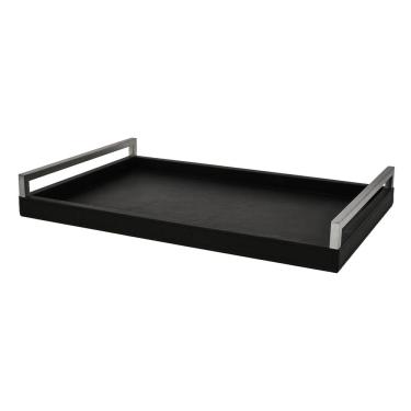 Imagem de Bandeja Decorativa em Mdf com Revestimento em Pu Preto 50,5cm 17923 Mart