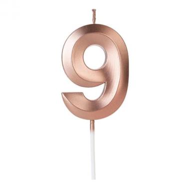Imagem de Vela Design Rose Gold Número 9 - Silverfestas - SILVER PLASTIC