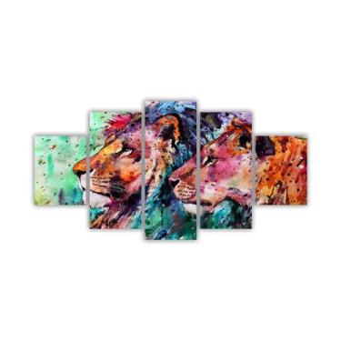 Imagem de Quadros Decorativos MDF Leão Colorido Aquarela  Para Sala e Quarto - 0