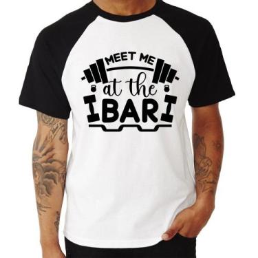 Imagem de Camiseta Raglan Meet Me At The Bar - Foca na Moda, Branco, Preto, G