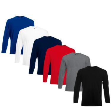 Imagem de Kit 5 Camiseta Manga Longa Masculina Segunda Pele Básica Uv Poliéster 