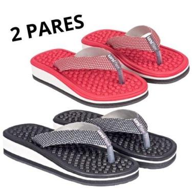 Imagem de Kit 2 Pares Chinelos Ortopédicos Massageador P/Esporão - UNIFLEX, Pret