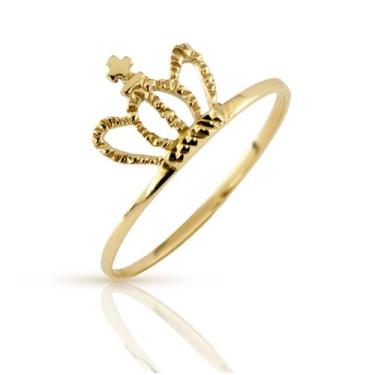 Imagem de Anel Infantil Coroa  Princesa Ouro 18k A356 - MAEHLER JOIAS, 9, Dourad