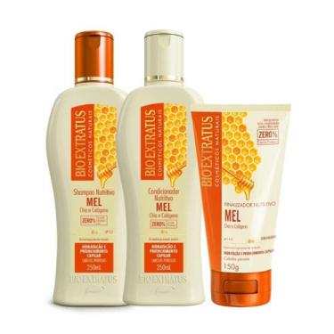 Imagem de Kit Mel Shampoo Condicic 250ml Finalizador 150g Bio Extratus