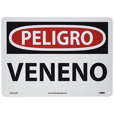 Imagem de NMC Placa SPD463AB OSHA, Legend "PELIGRO - VENENO", 35,56 cm de comprimento x 25,4 cm de altura, vinil sensível à pressão, preto/vermelho em branco
