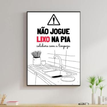 Imagem de Quadro Aviso Cozinha Restaurante Não Jogue Lixo Pia 20x28cm - CAMALEÃO