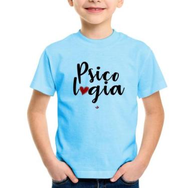 Imagem de Camiseta Infantil Psicologia por amor - Foca na Moda, Azul bebê, 12