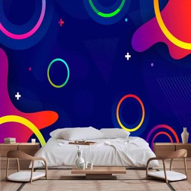 Imagem de Lcythiazole Papel de parede geométrico - Descole e cole papel de parede geométrico 3D, para sala de estar, quarto, quarto de crianças, tamanho personalizável, autoadesivo, removível, descasque e cole