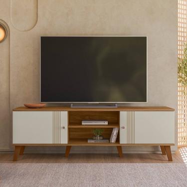 Imagem de Rack Denver 160m Para Tv até 65 polegadas com 2 Portas de Correr Nature/Off White - Peternella 