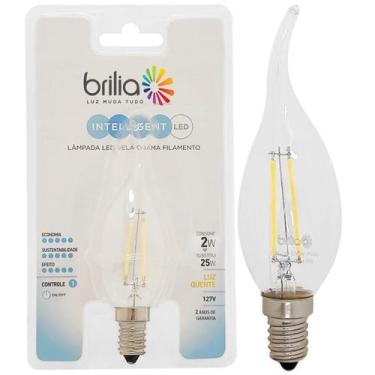 Imagem de Lâmpada Vela Filamento Led 2w 127v E14 Quente 2700k - BRILIA, 110V