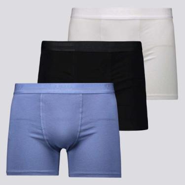 Imagem de Kit 3 Cuecas Lupo Boxer Elastic Branca Azul e Preta, P