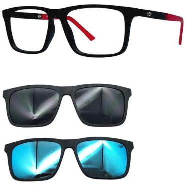Imagem de Oculos Mormaii Swap 4 6112 A82 com 2 Clip On Cinza e Azul, A82