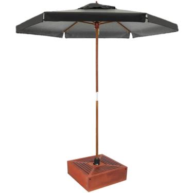 Imagem de Kit Ombrelone Madeira 2,4m Xangri-lá Bagum Preto com Base Revestida - Belfix