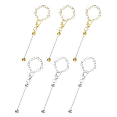 Imagem de PATIKIL Berloques com contas, 6 peças de chaveiro com contas, acessórios de copo com contas em branco para copos com alça de corrente para artesanato faça você mesmo, ouro/prata, Metal, Não pedra