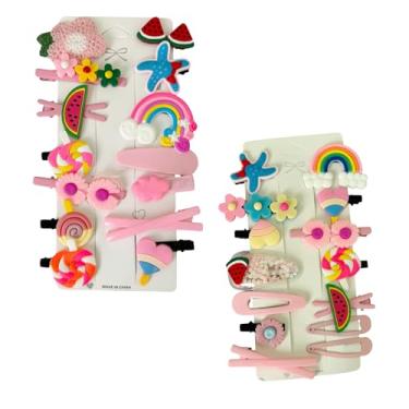 Imagem de Kit C/ 28 Presilhas Meninas Prendedor de Cabelo Sortidas Bico de Pato Tic Tac Laço Flor Etc (Modelo I e K)