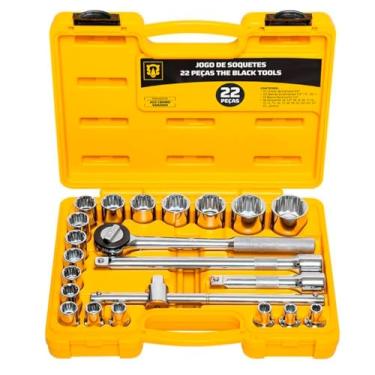 Imagem de Jogo Kit de Ferramentas Manuais Chave Catraca 1/2 8 a 32mm BCS022 The Black Tools Cor Amarelo