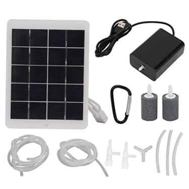 Imagem de Bomba de oxigênio solar Oxigenador portátil de oxigenador solar Interface de saída USB 3W5V para o material de polissilício de ciclismo de camping viajante