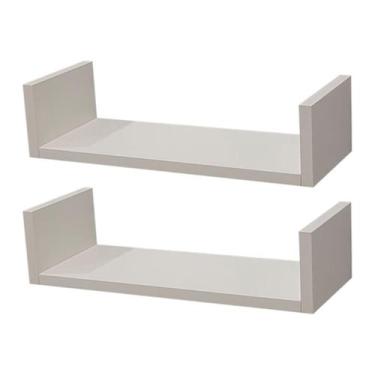 Imagem de Kit 2 prateleiras u- 50x15 branca livros revistas sala escritorio esco