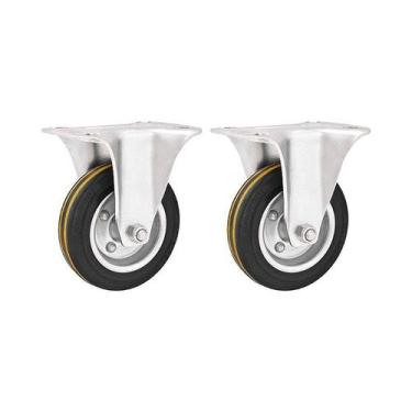 Imagem de Kit 2 un rodízio roda fixo borracha preta aço 4" 101mm 88kg - VONDER