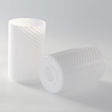 Imagem de COMPIXIU Pacote Com 4 Abajures De Vidro Para Substituição Em Luminárias Penteadeira, Cobertura Abajur Cilíndrico Branco Listrado, Banheiro, Arandelas Parede Pendentes 1-5/8"