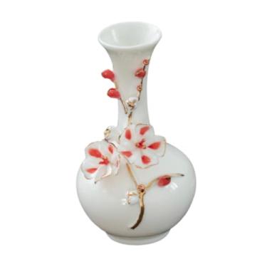 Imagem de Ｂｅｓｇａ Vaso de cerâmica para flores, suporte para plantas, organizador clássico de plantas, arranjo de flores elegante para centros de mesa, decoração de, Pescoço Longo Vermelho