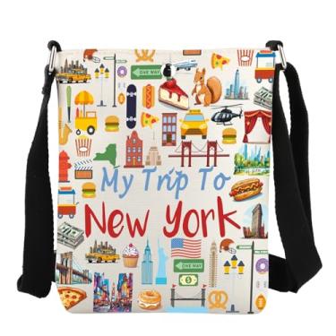 Imagem de JYTAPP Bolsa tiracolo New York Travel Gift My Trip To New York Bolsa de viagem New York Souvenirs Bolsa de ombro, Bege, Small