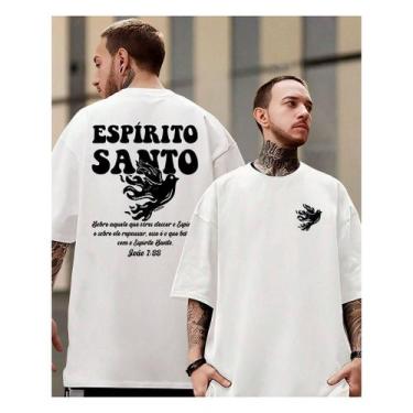 Imagem de Camiseta Unissex Religiosa Espírito Santo Salmo João 1:33 O Batismo Ov