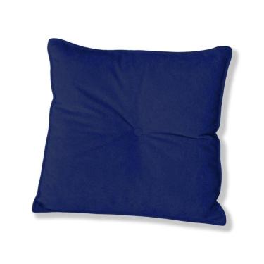 Imagem de Almofada Quadrada Tina Com Botão Central 50x50 Cm Boucle 7 Decor Azul Marinho