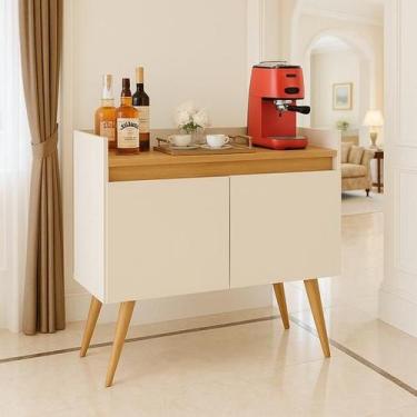 Imagem de Aparador Buffet Sala 2 Portas Luxo Prime Off White / Madeirado - MJM C
