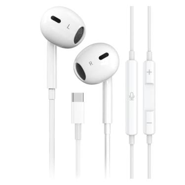 Imagem de Fones de ouvido USB-C Compatível iPhone 16/15 Pro Max Plus, tipo C, com fio, microfone e controle remoto, para iPhone 16/15 Pro, iPad Pro, Galaxy S23/S22/S21/Ultra Note - Premium