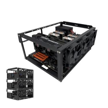 Imagem de E02 Capa de computador faça você mesmo com estrutura de PC, chassi de mesa empilhável, banco de teste ao ar livre, compatível com placa-mãe ATX MacroATX E-ATX X79 X99 (empilhável)