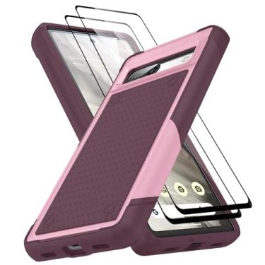 Imagem de Jeylly Capa para Google Pixel 7A com 2 peças de protetor de tela, [3 em 1], proteção resistente à prova de choque, híbrida, rígida, de silicone macio, antiarranhões, rosa