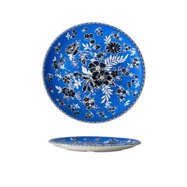 Imagem de Prato de bife criativo para banquete restaurante hotel casa arte prato plano azul e branco -25,4 cm