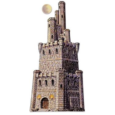 Imagem de Beistle Torres de castelo articuladas – Pacote com 3 recortes de cartolina dupla face, decorações de fantasia medieval de 1,2 m para festas de contos de fadas, eventos renascentistas e cenas temáticas